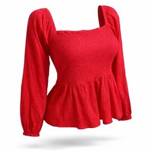 Old Navy Red Smocked Blouse XL